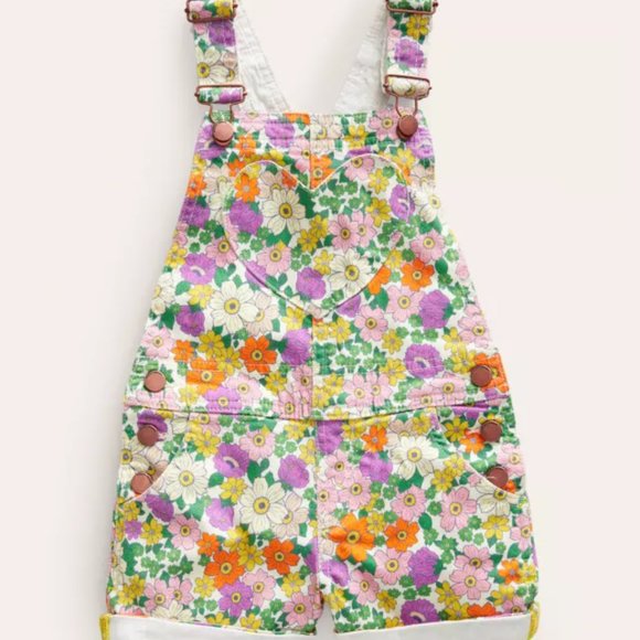 NWT Mini Boden Heart Pocket Short Dungaree - Picture 1 of 7